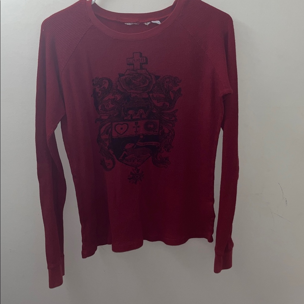 ✨🆕L.A.M.B. Fall 2006 Red Thermal Long Sleeve Shirt Sz L!✨